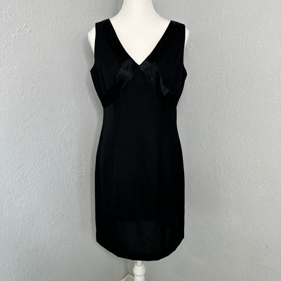 ABS Allen Schwartz Black Cocktail Dress Sleeveless V Neck Party Womens size 6 - Picture 1 of 7